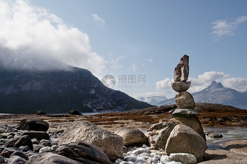 岩石雕刻冥想建筑学艺术峡湾平衡雕塑海洋方尖碑建造石头图片