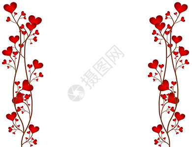 爱情花框架墙纸卡片情人插图背景图片