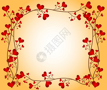 爱情花框架情人插图卡片墙纸背景图片