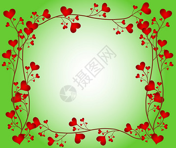 爱情花框架情人墙纸插图卡片背景图片