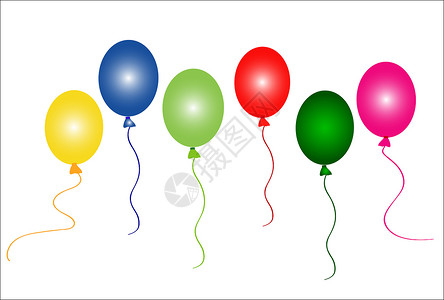 彩色派对气球生日橙子设计细绳蓝色橡皮丝带粉色场合红色背景图片