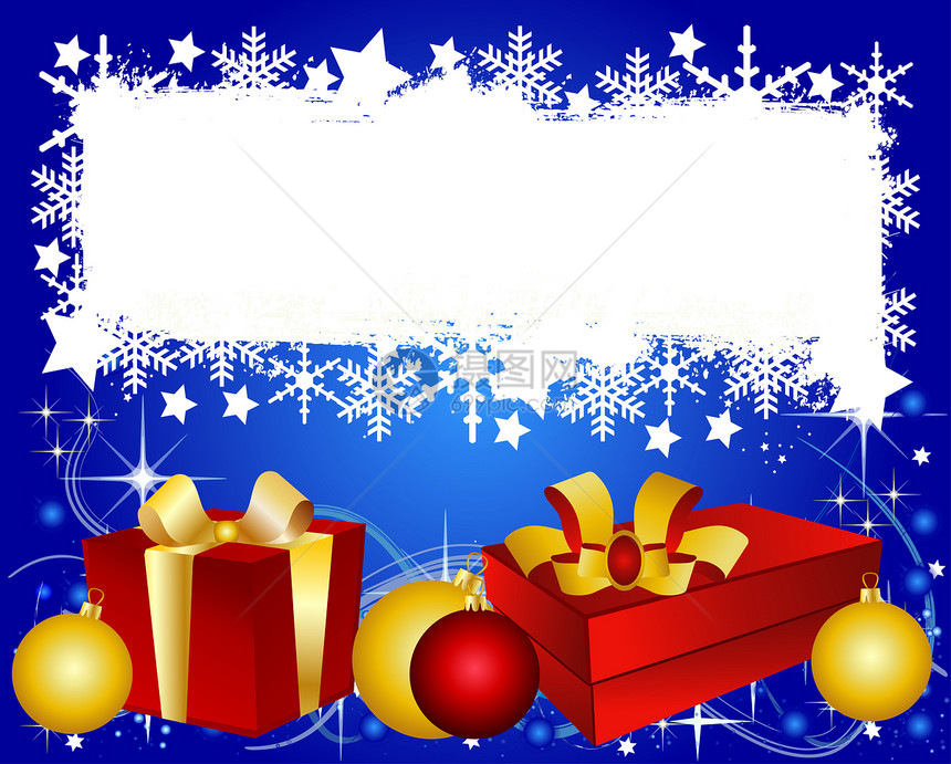 带有文本空间的圣诞节背景 A墙纸盒子礼物反射插图星星闪光金子庆典图片