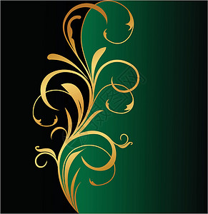 花纹形态框架插图叶子艺术宏观药品花丝风格金子漩涡背景图片