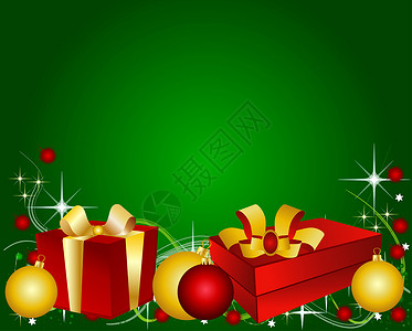 色彩多彩的圣诞节背景金子插图盒子礼物反射闪光星星墙纸庆典背景图片
