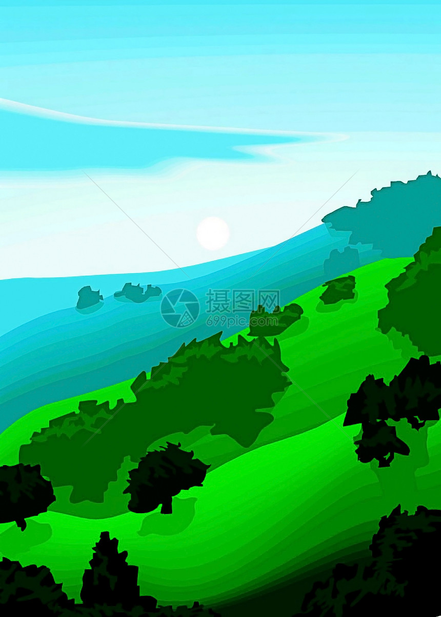 向量 风景道路森林山脉天空树木丘陵免费相片绿色照片图片