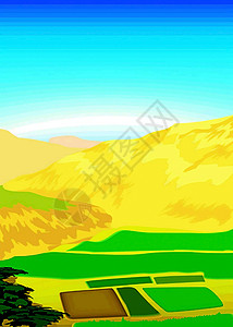 向量 风景山脉插图天空黄色种植免费相片农田照片蓝色背景图片