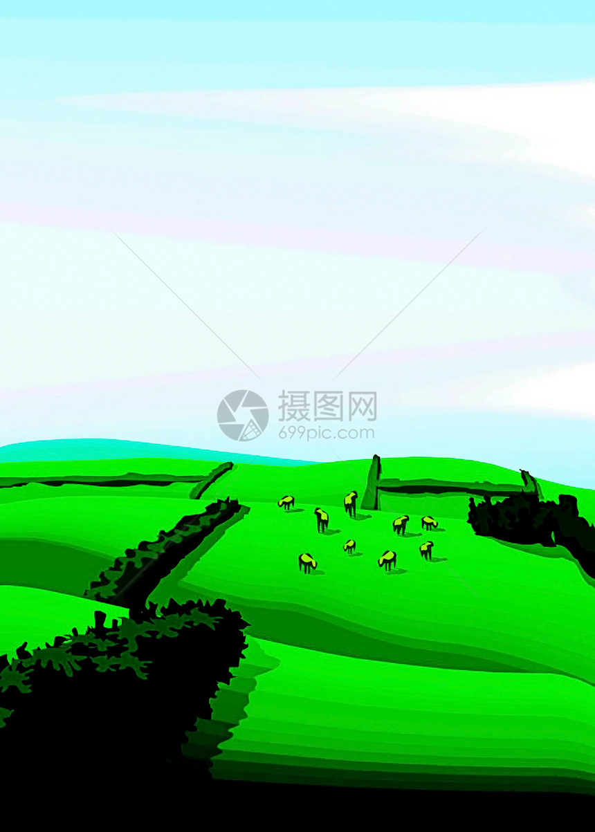 向量 风景田园草原照片规划天空免费相片插图图片