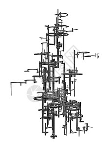 空间站站立金属身体建筑建造插图漂浮背景图片