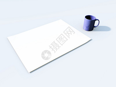 白纸和咖啡杯背景图片