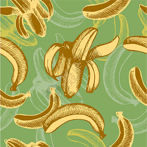 无缝回溯背景背景风格水果装饰产品插图装饰品香蕉绘画食物墙纸背景图片