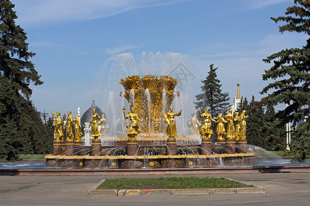 越南经济成就展人民友谊之泉组织喷泉经济雕塑建筑学地标马匹成就展公园背景