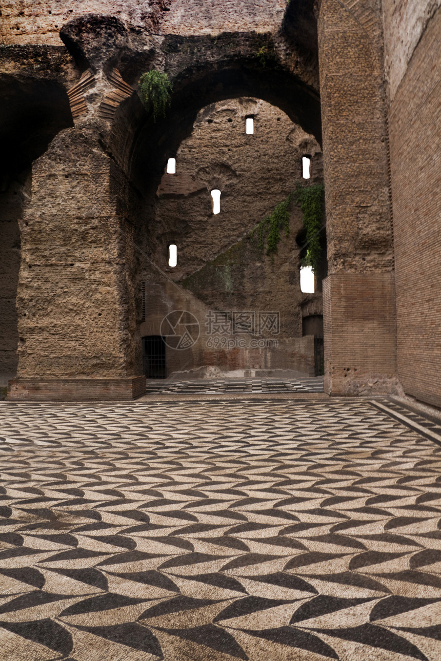 Caracalla的浴缸浴室吸引力中心建筑物皇帝发掘建筑学帝国历史废墟图片
