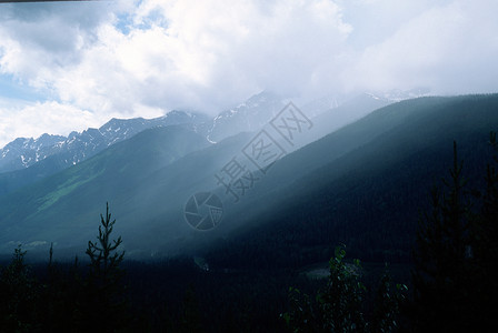 加拿大洛基山雨背景图片