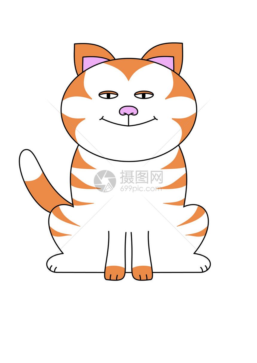 卡通猫宠物夹子虎斑动物插图微笑艺术猫科卡通片哺乳动物图片