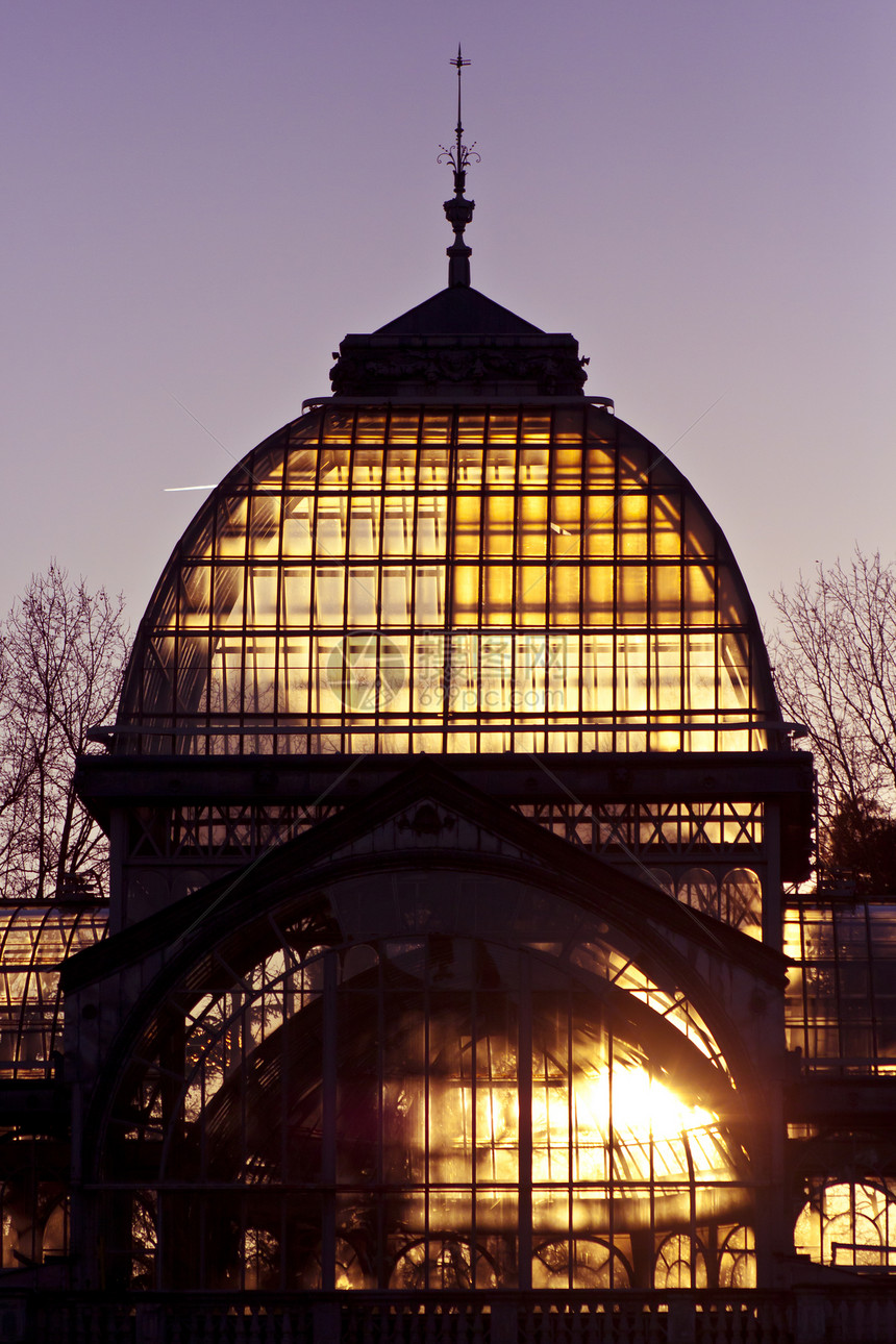 马德里退休市公园旅游植物地标公园宫殿休息日落水晶花园建筑图片