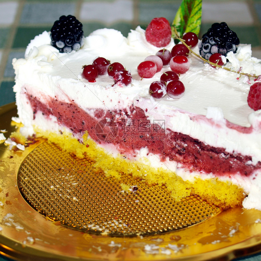 馅饼蛋糕食物饮食宏观覆盆子美食浆果红色冰淇淋午餐水果图片
