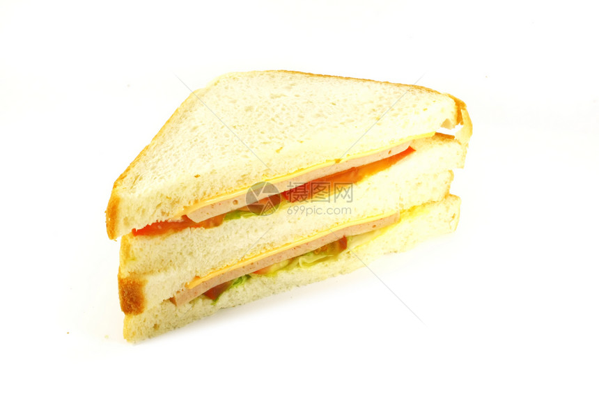 桑威奇火腿蔬菜白色膳食零食面包小吃食物西红柿图片