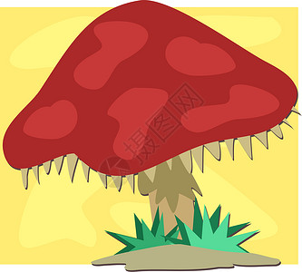 红色蘑菇菌类插图植物剪贴边缘生长斑点背景图片