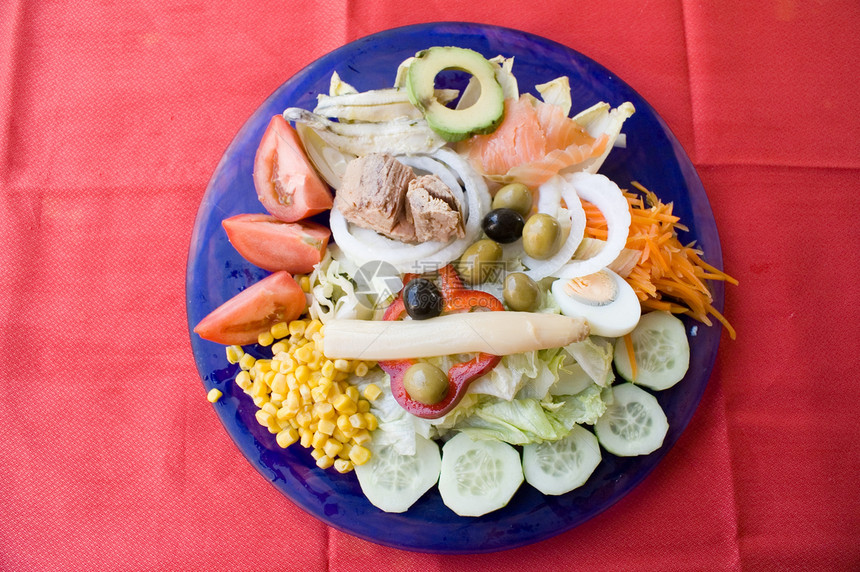 彩色全色沙拉桌子低脂肪蔬菜植物叶子食物美食黄瓜环境午餐图片
