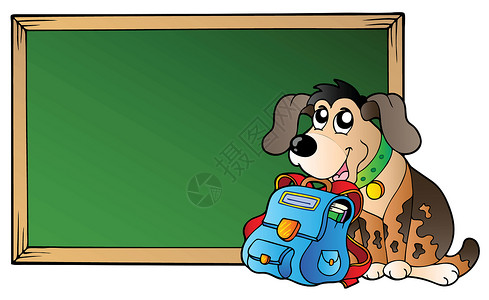 装有狗和书包的校董会背景图片