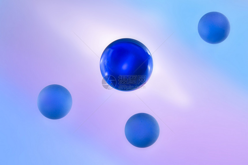 蓝玻璃球圆形水晶反射珠子粉色圆圈气泡蓝色图片