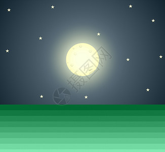 满月星星月亮插图场景天空辉光卡通片漫画月球艺术品背景图片