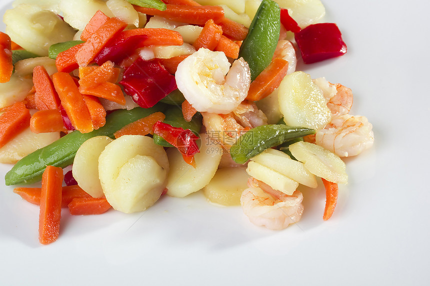 虾沙拉海鲜味道绿色餐厅宏观服务美食文化食物烹饪图片