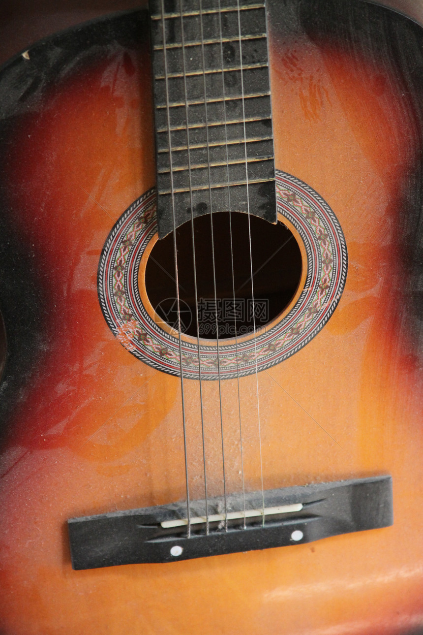 古老古典吉他乐器手工字符串音乐家尘土灰尘音乐古董图片