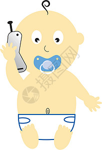 婴儿手机手机上的宝宝男孩插画