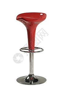 滑动塑料椅系列椅子酒吧合金金属红色旋转咖啡店圆形白色背景图片