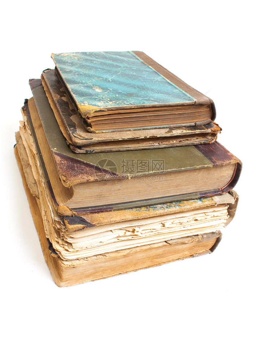一本旧书 上面印着折叠的床单学习教育古董图书馆白色知识宏观图片