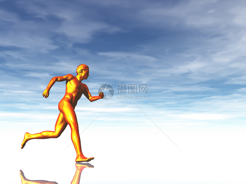 中跑者男性练习雕塑慢跑娱乐跑步竞技运动数字天空图片