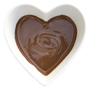 心形碗中融化的巧克力背景图片