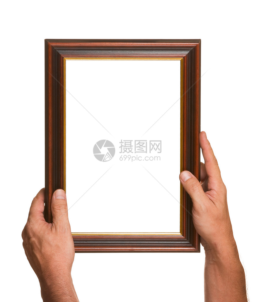 照片框架掌握在手中棕色礼物构图白色图片