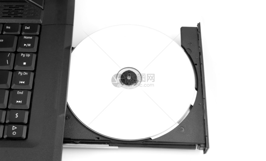 dvd 膝上型电脑托盘中的空白图片