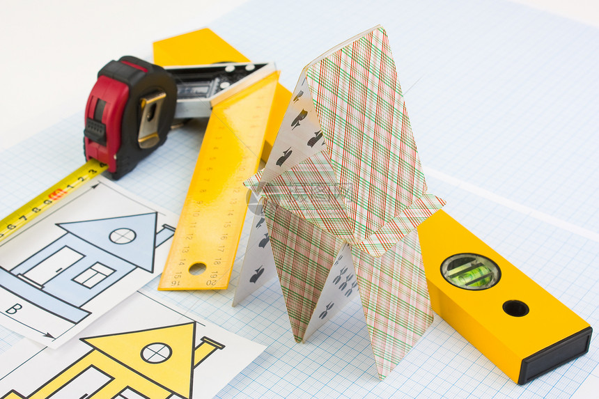 纸牌屋工具销售测量财产建造房子图片