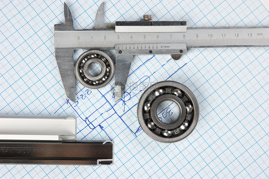 轴重和平方技术卡尺工程正方形机械乐器塞子轴承枕头统治者图片