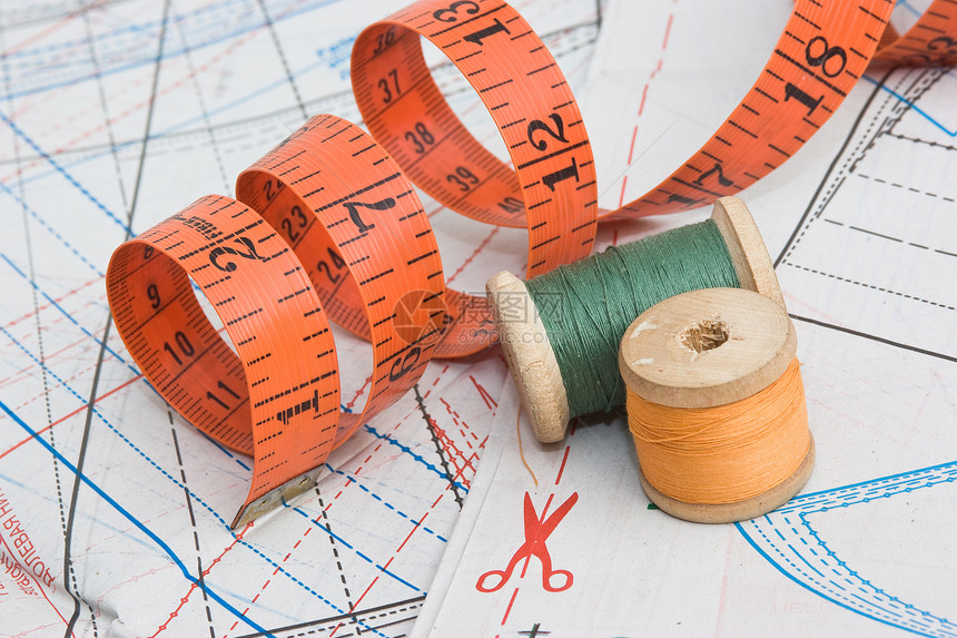 缝线爱好测量女裁缝针线活工具统治者宏观缝纫裁缝手工图片