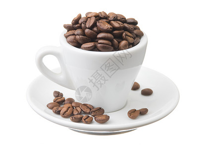 果豆杯豆子咖啡飞碟食物味道白色黑色背景图片