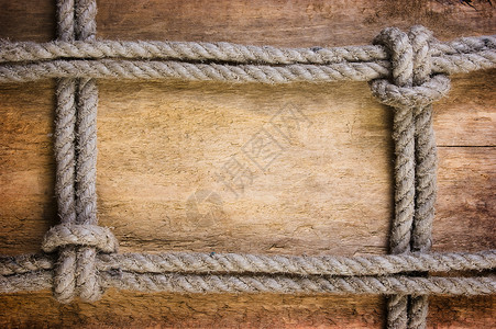 由旧绳子制成的框架样本木板旅行招牌绳索蕾丝背景图片