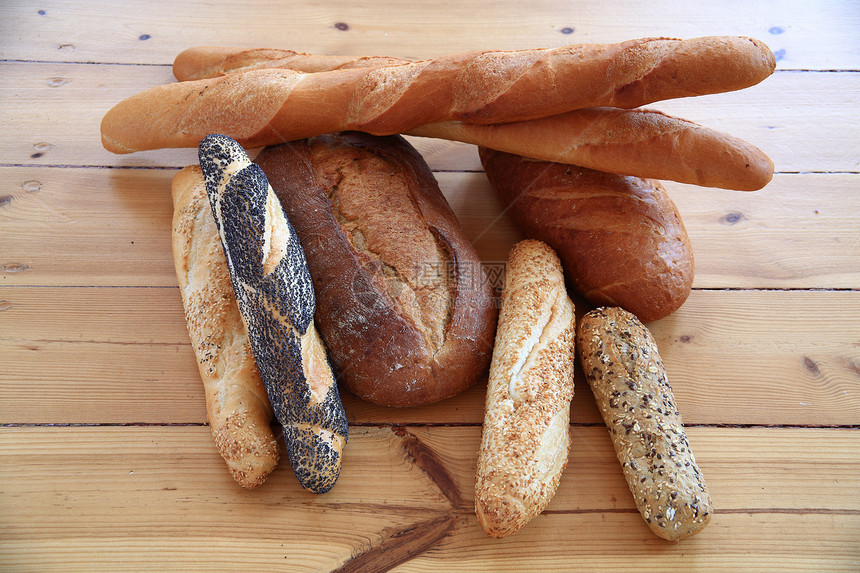 新鲜面包店早餐超市健康餐厅棕色谷物面包师糕点图片