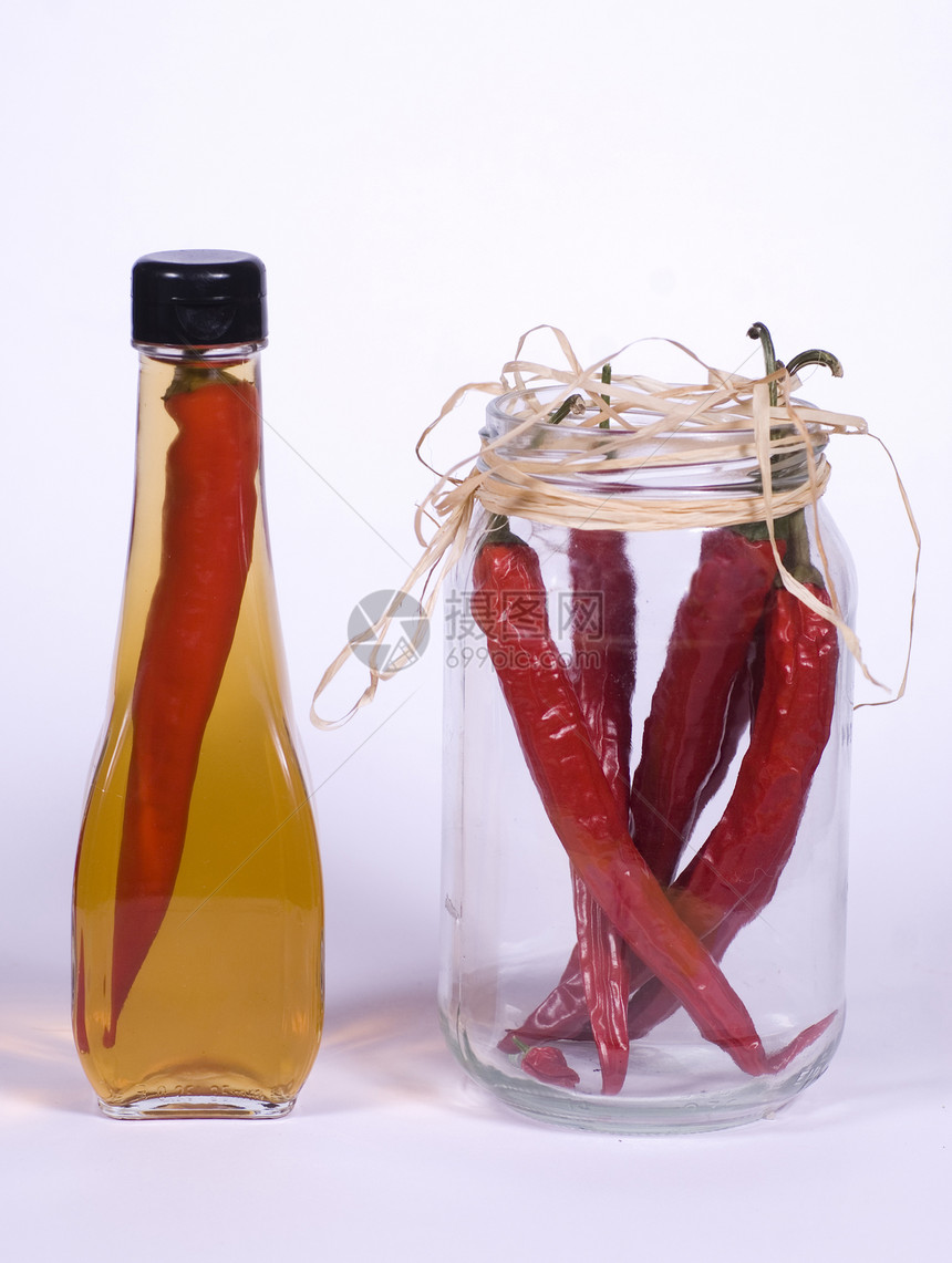 橄榄油辣椒食物玻璃胡椒调味石匠红色生产水瓶香料图片