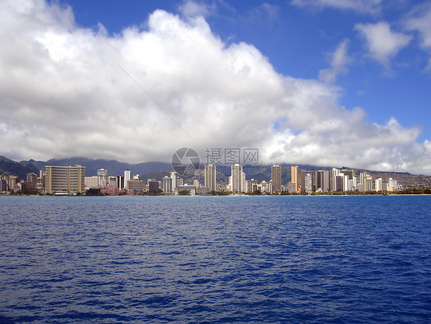 Waikikiki海滩海岸海岸线 夏威夷瓦胡图片