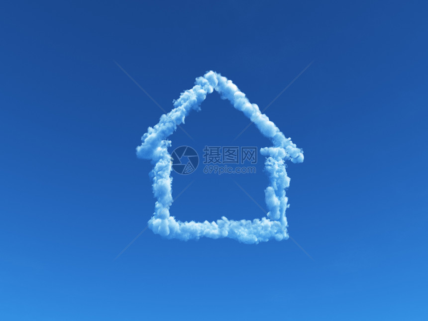 充满云雾的房屋天堂多云财产天空插图蓝色建筑图片