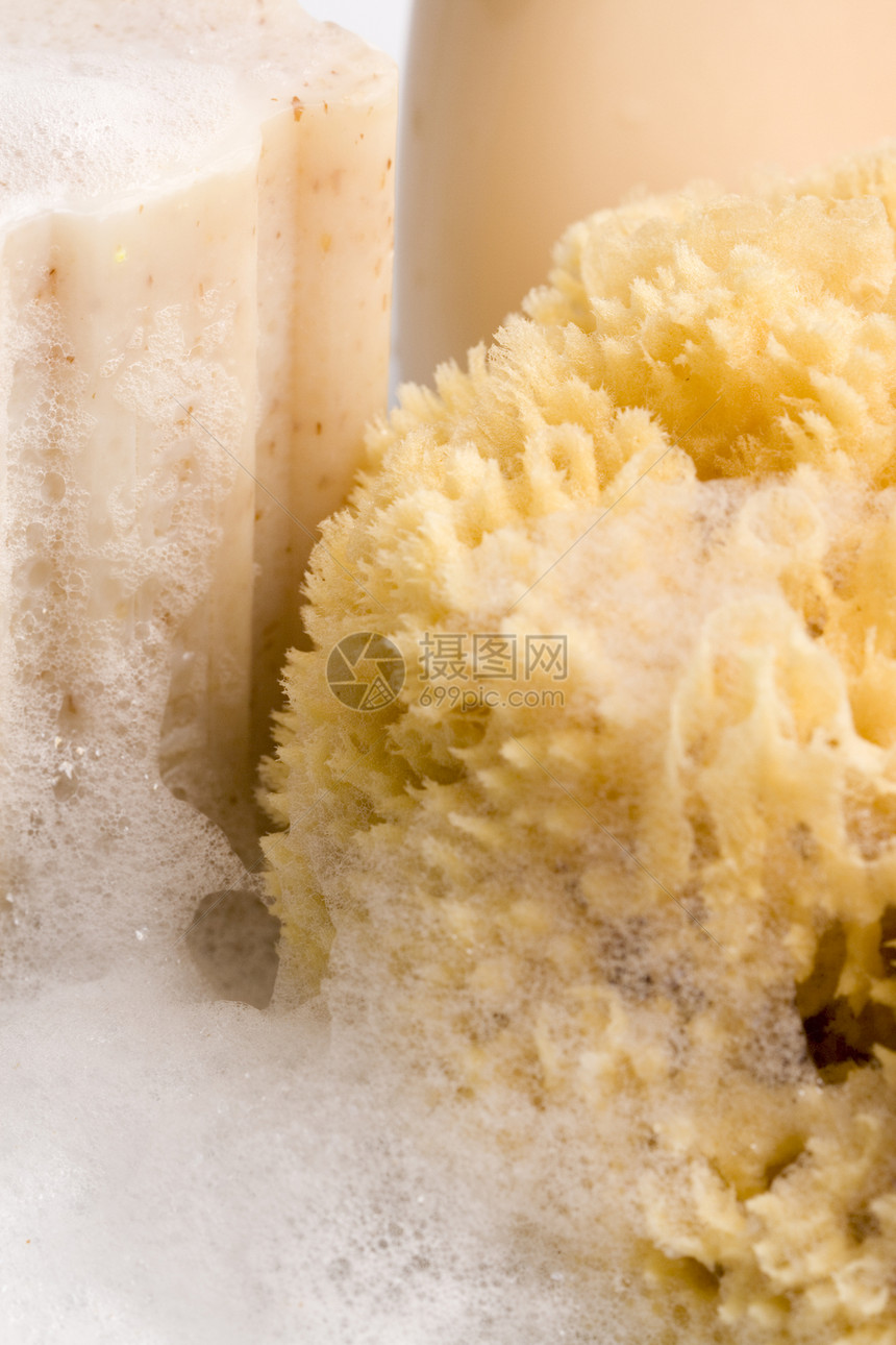肥皂 天然海绵和泡沫图片