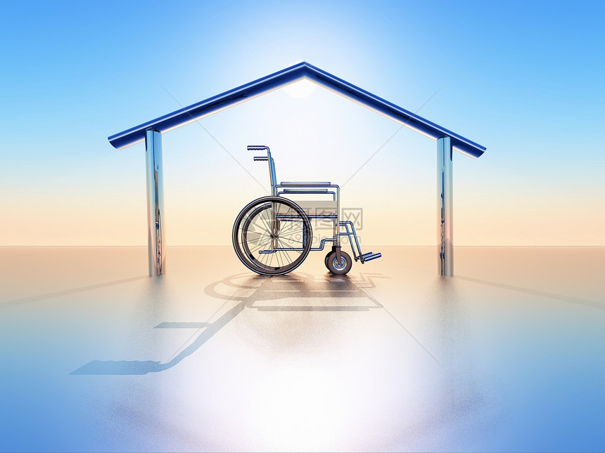 在家和有残疾的车轮人士椅子残障轮椅住房医疗图片