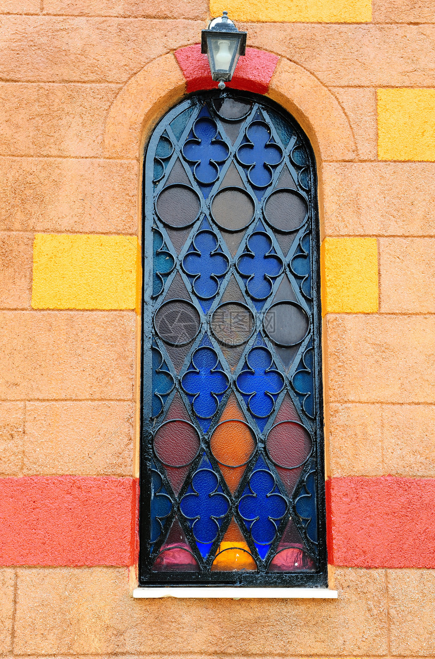 装饰性窗口反射教堂马赛克玻璃宗教风格教会历史性石头建筑图片