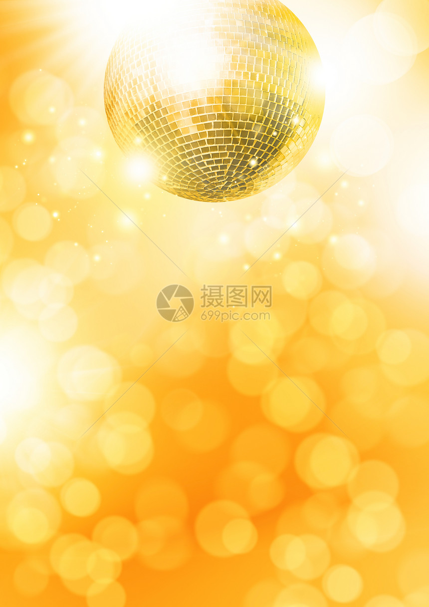 黄金迪斯科球旋律打碟机反射派对横幅舞蹈电子产品球星广告牌装饰图片