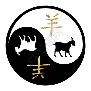 山羊年金子算命生日星座日历文字圆形象形汉子插图背景图片