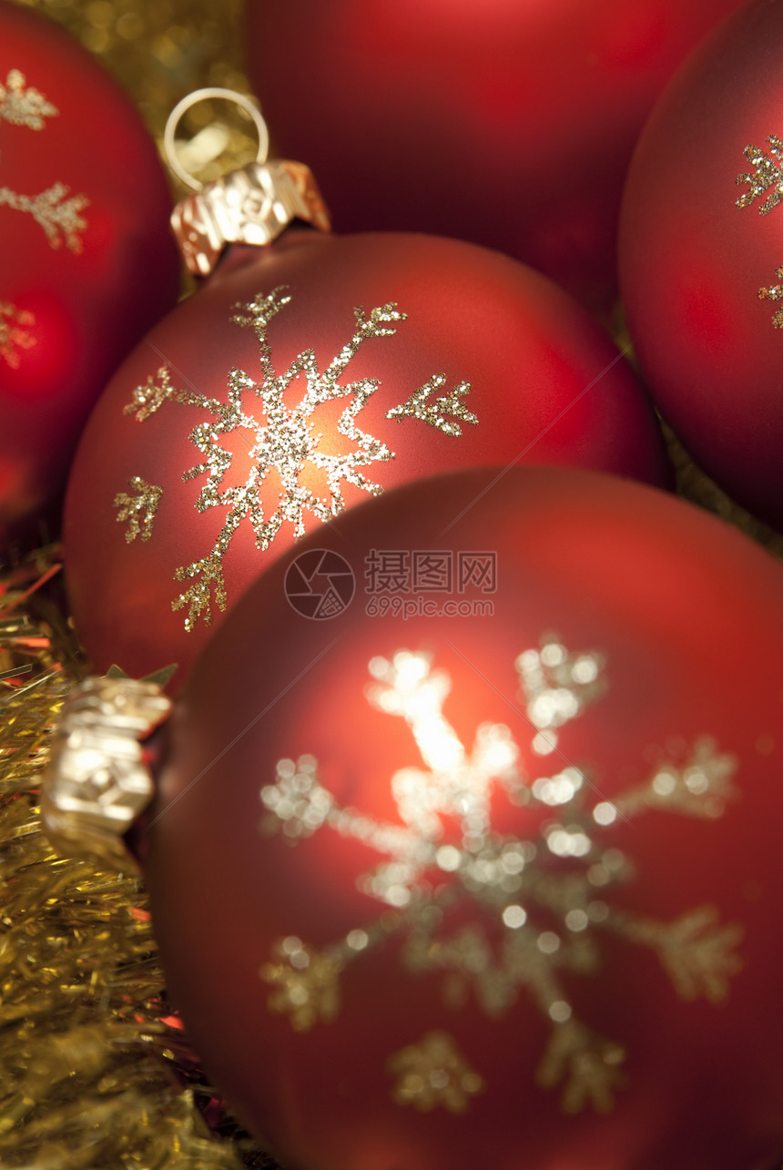 圣诞球金子红色玩具装饰品图片